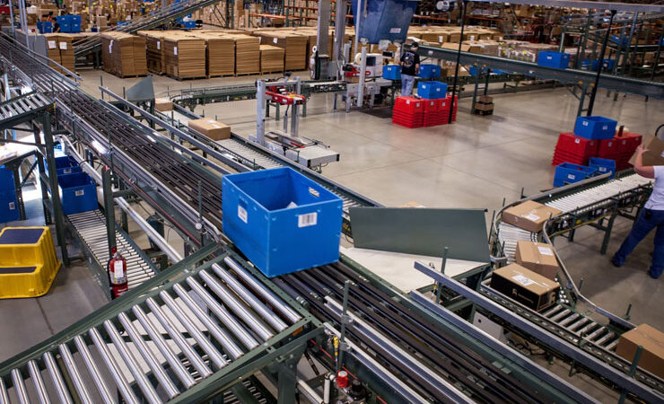 Narrow Belt Sortation Conveyor by Hytrol