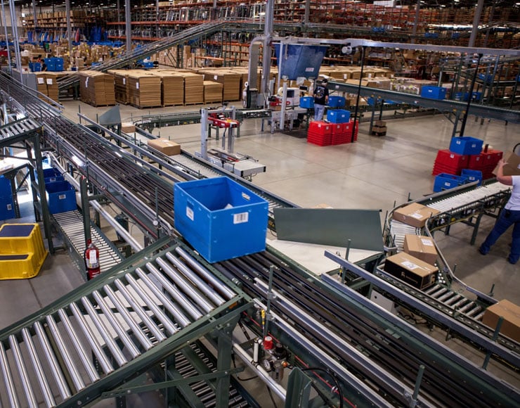 Narrow Belt Sortation Conveyor by Hytrol