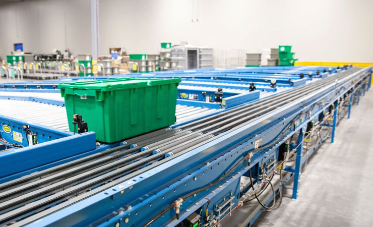 Narrow Belt Sortation Conveyor by Hytrol