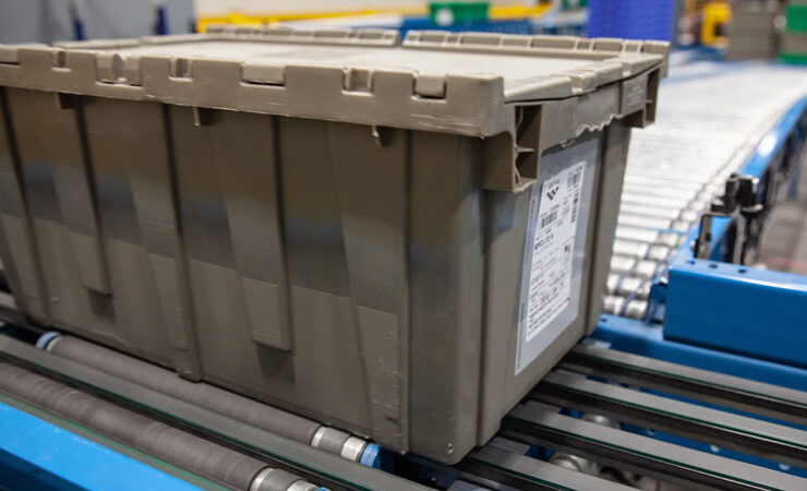 Narrow Belt Sortation Conveyor by Hytrol