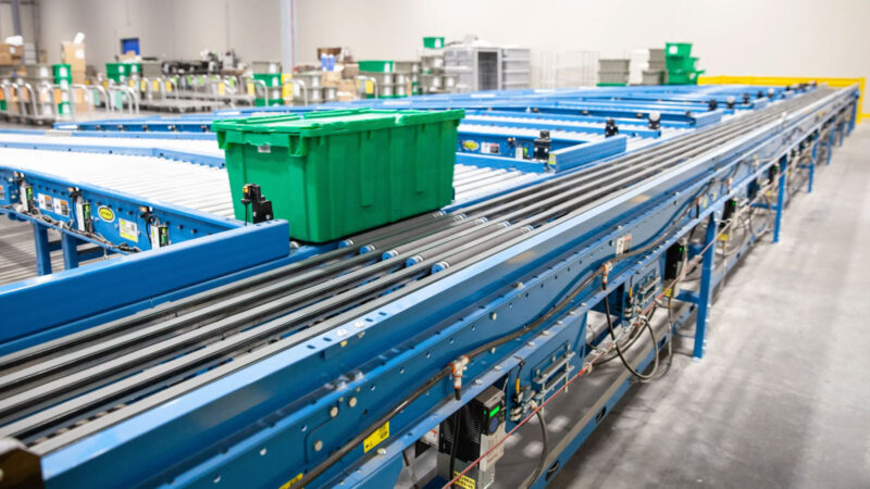 Narrow Belt Sorter by Hytrol Conveyor