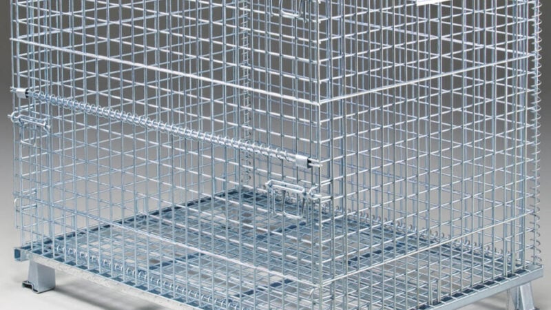Folding Wire Containers - Collapsible containers for bulk storage.